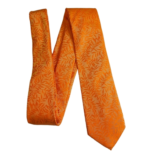 Apt 9 Mens Orange Floral Tie 2.5" Elegant 60" - Picture 1 of 4